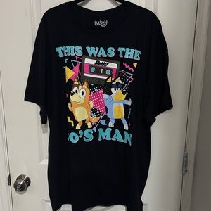 Bluey 2XL Cotton Black NWOT Graphic T-Shirt with Retro Design